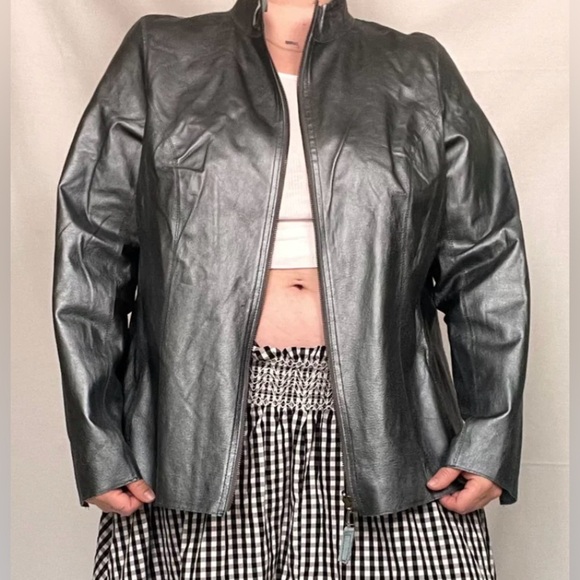 Vintage Reversible Suede Leather Jacket Lightweight Woman’s Blue Retro Shacket - Picture 3 of 16